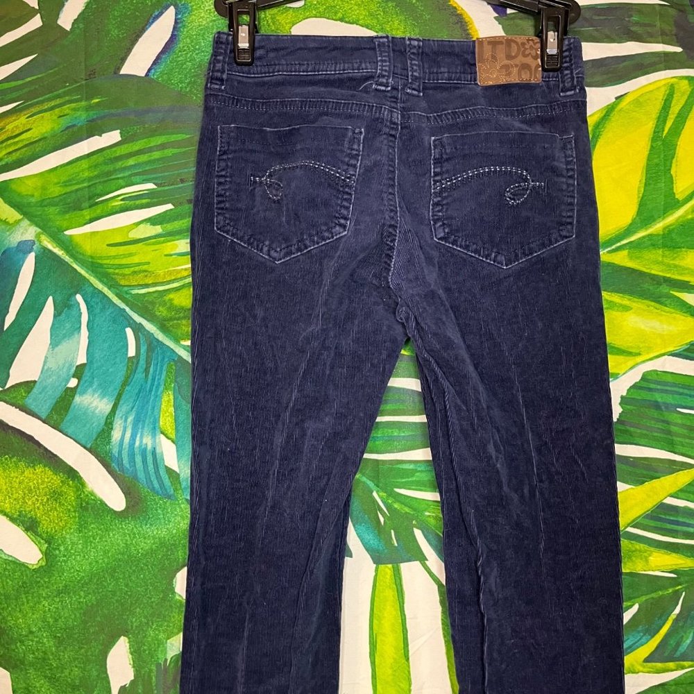 Y2K Limited Too Girls 12 Slim Dark Blue Corduroy Embroidered Fall Winter Jeans - Picture 3 of 10